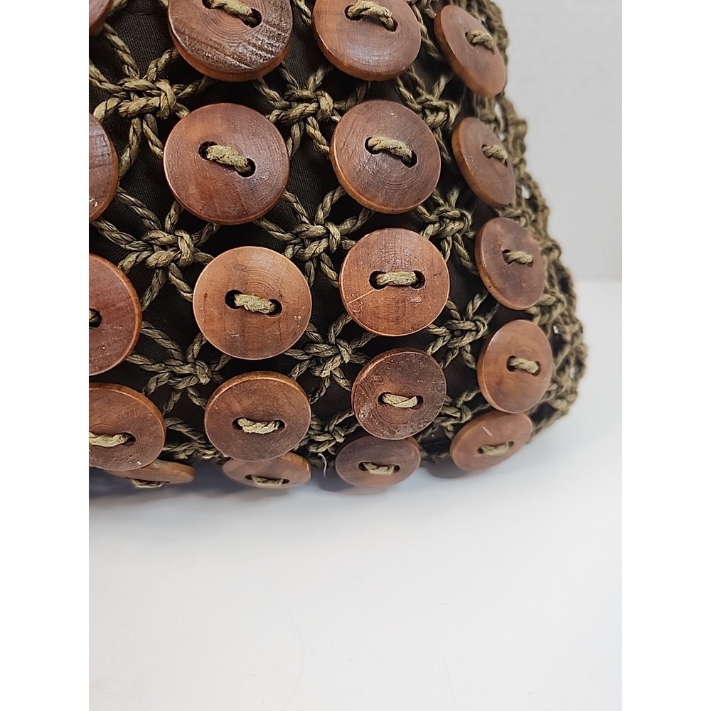 Vintage Cappelli Straworld Macrame Purse Button Embellishments Y2K Beach Boho - Picture 9 of 16
